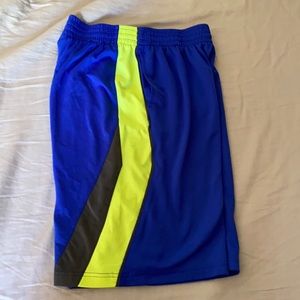 Blue and Neon Yellow Gym Shorts